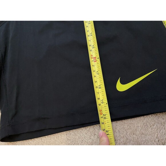 Nike Dri-Fit Shorts Mens medium Black Yellow Side Stripe Performance - Picture 8 of 9